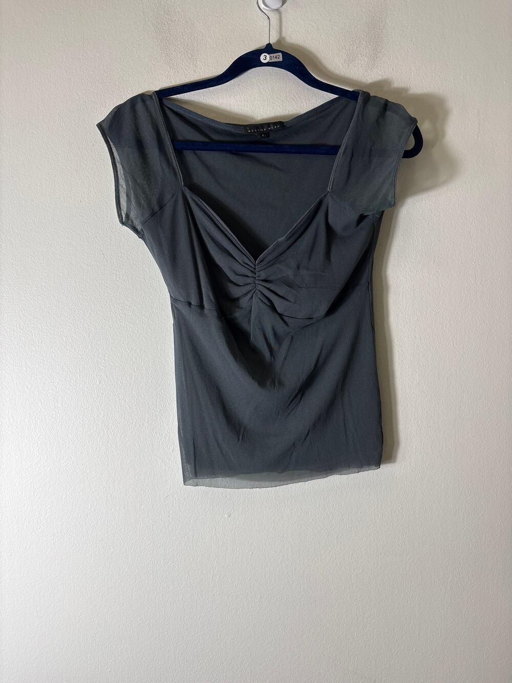 Weston Wear Gray Mesh Sweetheart Shirt Sz L